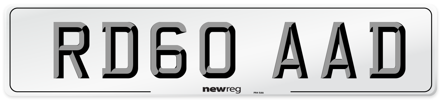 RD60 AAD Number Plate from New Reg